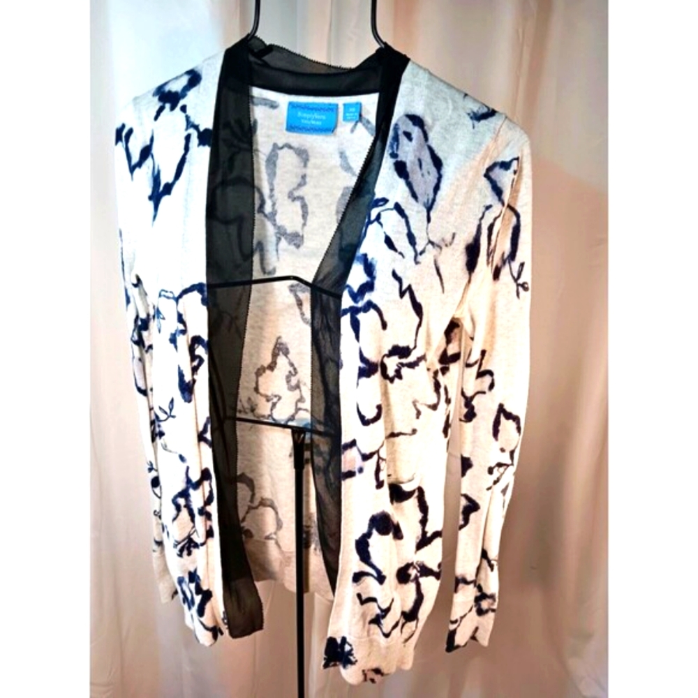 Simply Vera By Vera Wang Lace Lined Floral Print Sweater Cardigan Size X-Small